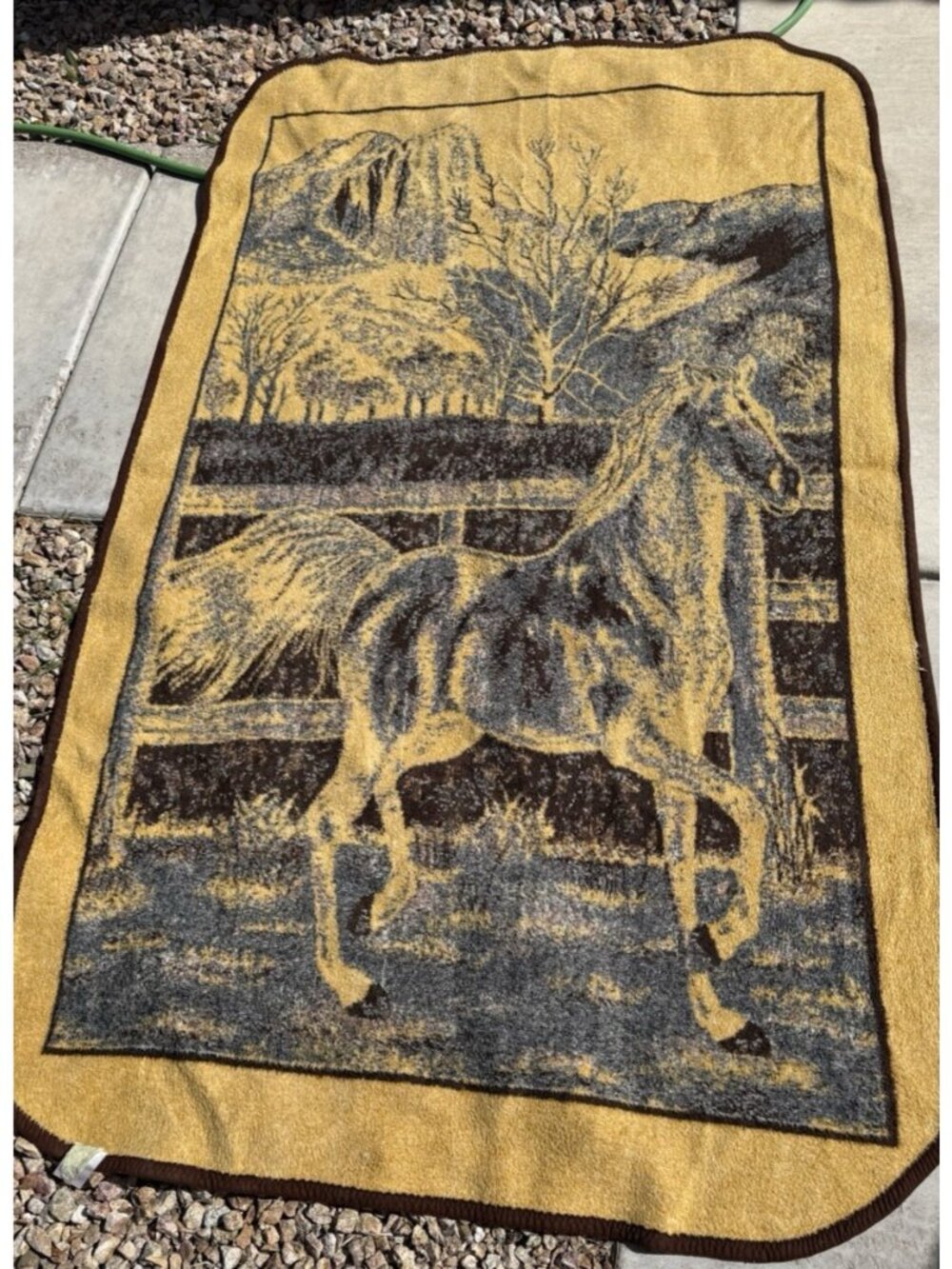 Vintage San Marcos Equestrian Blanket Horse Western Double Sided 49 X 83" - Picture 6 of 9